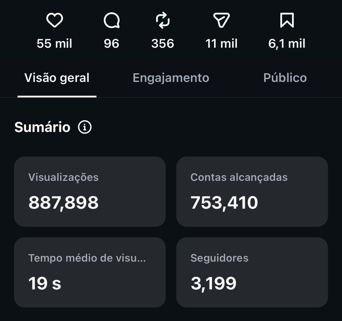 Resultado real 8 — métricas de Instagram